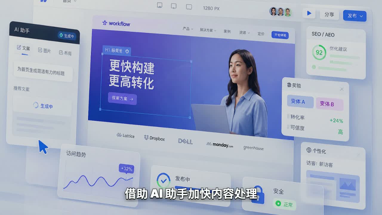 Webflow产品解说短片画面